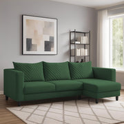 Mikasa 4 Seater RHS L Shape Sofa Set for Living Room (Green Fabric) Premium Fabric Sofa Set for Living Room
