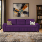 Alicia 3 Seater Sofa Cum Bed for Living Room (Purple Fabric) Premium Fabric Sofa