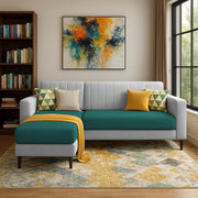 Casaliving Moris RHS 4 Seater L Shape Sofa Set for Living Room (Black) Premium Fabric Sofa Set for Living Room