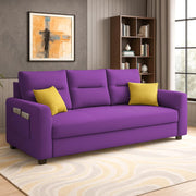 Evona 3 Seater Sofa Set for Living Room (Purple Colour Fabric) Premium Fabric Sofa