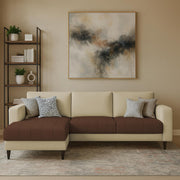 Oslo 4 Seater LHS L Shape Sofa Set for Living Room (Cream Brown Fabric) Premium Fabric Sofa Set for Living Room