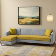 Neyami LHS 6 Seater L Shape Sofa Set for Living Room (Yellow Grey) Premium Fabric Sofa Set