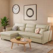 Casaliving Floster LHS 4 Seater L Shape Corner Sofa Cum Bed for Living Room (Cream Fabric) Premium Fabric Sofa