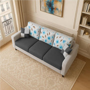 Rolando 3 Seater Sofa Set for Living Room (Black Grey Colour) Premium Fabric Sofa Set