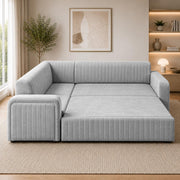 Casaliving Rion 6 Seater L Shape Corner Sofa Cum Bed for Living Room (Black Fabric) Premium Fabric Sofa Cum Bed