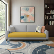 Kaven 3 Seater Sofa Set for Living Room (Yellow Grey Colour Fabric) Premium Fabric Sofa