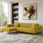 Damian LHS 4 Seater L Shape Sofa Set for Living Room (Yellow Colour Fabric) Premium Fabric Sofa Set for Living Room