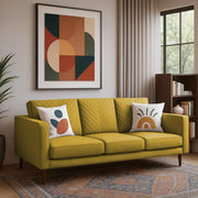 Casaliving Mikasa 3 Seater Sofa Set for Living Room (Black Colour Fabric) Premium Fabric Sofa