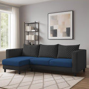 Mikasa 4 Seater LHS L Shape Sofa Set for Living Room (Blue Black Fabric) Premium Fabric Sofa Set for Living Room