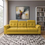 Kaven 3 Seater Sofa Set for Living Room (Yellow Grey Colour Fabric) Premium Fabric Sofa