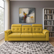 Casaliving Amara 3 Seater Sofa Set for Living Room (Black Yellow Colour Fabric) Premium Fabric Sofa