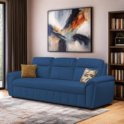 Alicia 3 Seater Sofa Cum Bed for Living Room (Blue Fabric) Premium Fabric Sofa