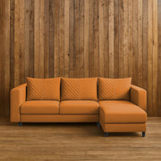 Mikasa 4 Seater RHS L Shape Sofa Set for Living Room (Orange Fabric) Premium Fabric Sofa Set for Living Room