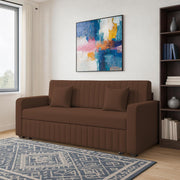 Cameron 3 Seater Sofa Cum Bed for Living Room (Brown Fabric) Premium Fabric Sofa