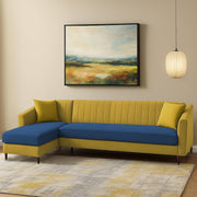 Neyami LHS 6 Seater L Shape Sofa Set for Living Room (Blue Yellow) Premium Fabric Sofa Set