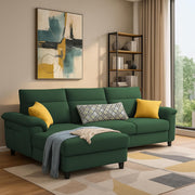 Casaliving Seams LHS 4 Seater L Shape Sofa for Living Room (Black Fabric) Premium Fabric Sofa