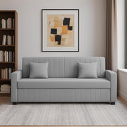 Cameron 3 Seater Sofa Cum Bed for Living Room (Grey Fabric) Premium Fabric Sofa