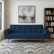 Francois 3 Seater Convertible Sofa Cum Bed for Living Room (Blue Fabric) Premium Fabric Sofa