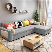 Denis 5 Seater RHS L Shape Sofa Set for Living Room (Grey Fabric) Premium Fabric Sofa