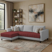 Oslo 4 Seater LHS L Shape Sofa Set for Living Room (Maroon Grey Fabric) Premium Fabric Sofa Set for Living Room