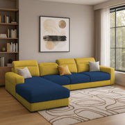 Orion LHS 6 Seater L Shape Sofa Set for Living Room (Blue Yellow Colour) Premium Fabric Sofa