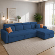 Casaliving Gagnon LHS 4 Seater L Shape Corner Sofa Cum Bed for Living Room with Storage (Black Fabric) Premium Fabric Sofa Cum Bed