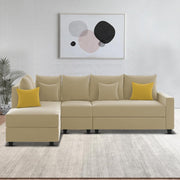 Inclair RHS 6 Seater L Shape Sofa Set for Living Room (Cream Fabric) Premium Fabric Sofa