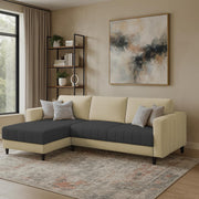 Oslo 4 Seater LHS L Shape Sofa Set for Living Room (Cream Black Fabric) Premium Fabric Sofa Set for Living Room