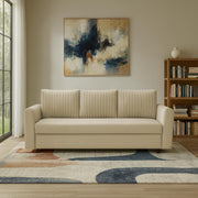 Clifton 3 Seater Sofa Cum Bed for Living Room (Cream Fabric) Premium Fabric Sofa