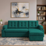 Grance LHS 4 Seater Corner Sofa Cum Bed for Living Room (Black Fabric) Premium Fabric Sofa