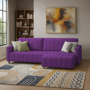 Netlie 4 Seater RHS L Shape Sofa Set for Living Room (Purple Fabric) Premium Fabric Sofa Set for Living Room