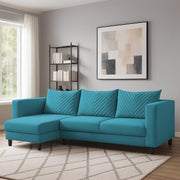Mikasa 4 Seater LHS L Shape Sofa Set for Living Room (Turquise Fabric) Premium Fabric Sofa Set for Living Room