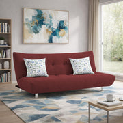 Drantly 3 Seater Sofa Cum Bed for Living Room (Maroon Fabric Color) Premium Suede Velvet Fabric Sofa Cum Bed for Living Room