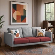 Casaliving Mikasa 3 Seater Sofa Set for Living Room (Black Colour Fabric) Premium Fabric Sofa
