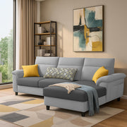 Casaliving Seams LHS 4 Seater L Shape Sofa for Living Room (Black Fabric) Premium Fabric Sofa