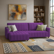 Netlie 4 Seater LHS L Shape Sofa Set for Living Room (Purple Fabric) Premium Fabric Sofa Set for Living Room