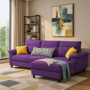 Casaliving Seams LHS 4 Seater L Shape Sofa for Living Room (Black Fabric) Premium Fabric Sofa