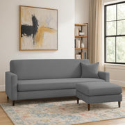 Valkyrie 4 Seater L Shape Convertible Sofa Set for Living Room, 3 Seater & Ottoman Modular Sectional Couch for Small Space (Dark Grey Colour) Fabric