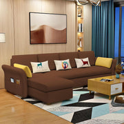 Ventos LHS 6 Seater L Shape Sofa Set for Living Room (Brown) Premium Velvet Fabric