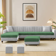 Casaliving Garcia 8 Seater RHS L Shape Sofa Set with Ottoman & 2 Puffy for Living Room (Grey Colour Fabric) Premium Fabric Sofa