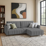 Netlie 4 Seater RHS L Shape Sofa Set for Living Room (Dark Grey Fabric) Premium Fabric Sofa Set for Living Room