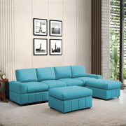 Rone 6 Seater L-Shaped & U-Shaped Sofas Set for Living Room – (Turquise Colour Fabric) Premium Comfort Sofa