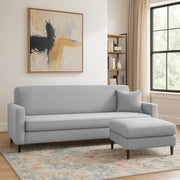 Valkyrie 4 Seater L Shape Convertible Sofa Set for Living Room, 3 Seater & Ottoman Modular Sectional Couch for Small Space (Grey Colour) Fabric