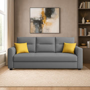 Evona 3 Seater Sofa Set for Living Room (Dark Grey Colour Fabric) Premium Fabric Sofa