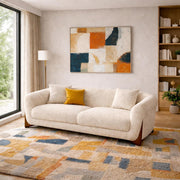 Elora Modern Premium Boucle Fabric Sofa, Upholstered 3 Seater Sofa Set for Living Room, (Black Colour) Premium Boucle Fabric Sofa