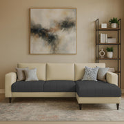 Oslo 4 Seater RHS L Shape Sofa Set for Living Room (Cream Black Fabric) Premium Fabric Sofa Set for Living Room