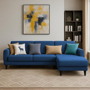 Aria RHS 4 Seater L Shape Sofa Set for Living Room (Blue) Premium Fabric Sofa Set