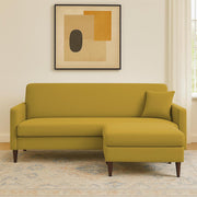 Valkyrie 4 Seater L Shape Convertible Sofa Set for Living Room, 3 Seater & Ottoman Modular Sectional Couch for Small Space (Yellow Colour) Fabric