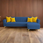 Casaliving Murdock 4 Seater L Shape Convertible Sofa Set for Living Room, 3 Seater & Ottoman Modular Sectional Couch for Small Space (Blue Colour) Fabric