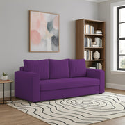 Clifton 3 Seater Sofa Cum Bed for Living Room (Purple Fabric) Premium Fabric Sofa